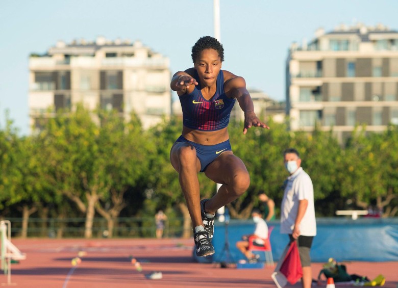 La venezolana Yulimar Rojas estableció la mejor marca mundial de la temporada de triple salto en Castellón, con 14,71 metros. FOTO EFE 