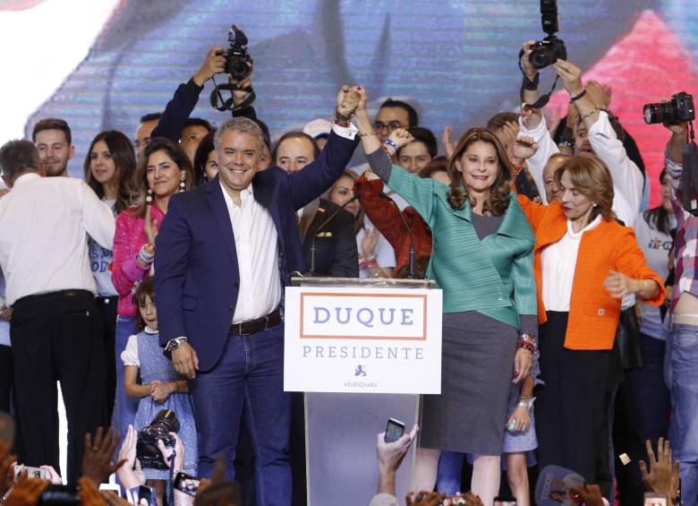 Igual a lo que repitió durante toda su larga campaña presidencial, Duque dijo que no gobernará con odios ni espejo retrovisor. FOTOS Manuel saldarriaga