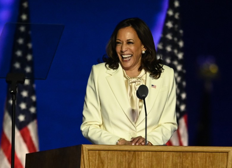 Kamala Harris pronunció su discursos de proclamación como fórmula vicepresidencial electa en Estados Unidos. FOTOS: AFP
