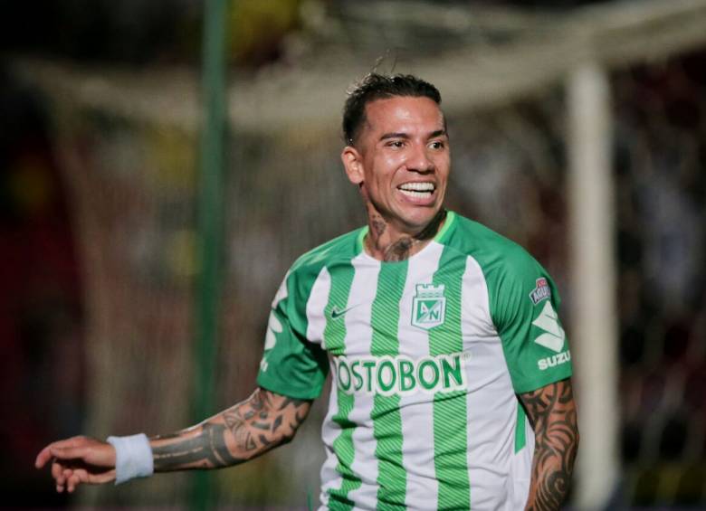 La celebración de Dayro Moreno, el hombre que tiene a Nacional cerca de su título número 17 de Liga. FOTO COLPRENSA