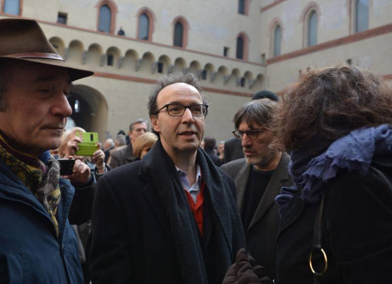 Roberto Benigni estuvo en el funeral. FOTO AFP