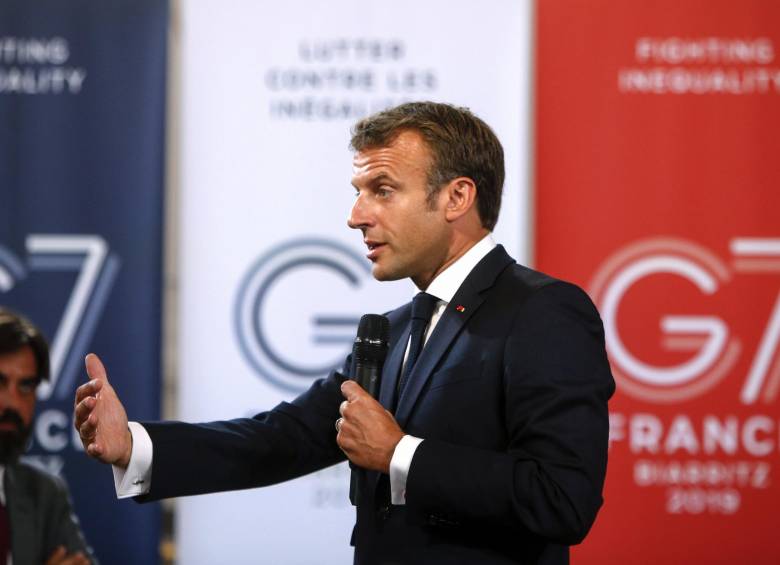 Emmanuel Macron, presidente de Francia, en la cumbre del G7. FOTO: AFP