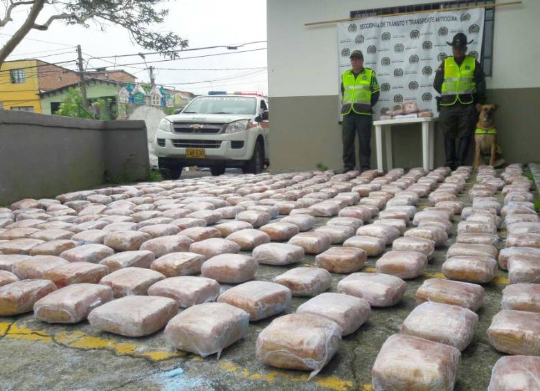 Cargamento de marihuana oculto en cajas de jabón. FOTO CORTESÍA POLICIA ANTIOQUIA