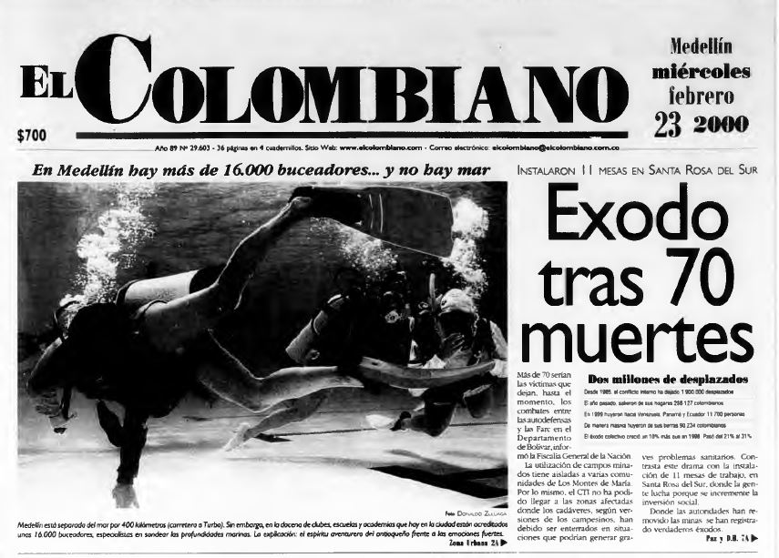 Así cubrió EL COLOMBIANO los días posteriores a la masacre. Foto: Archivo El Colombiano. 