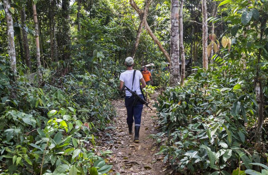 Zona veredal de Carrizal en el Municipio de Remedios, del bloque Magdalena Medio de la Farc. FOTO Jaime Pérez Munévar