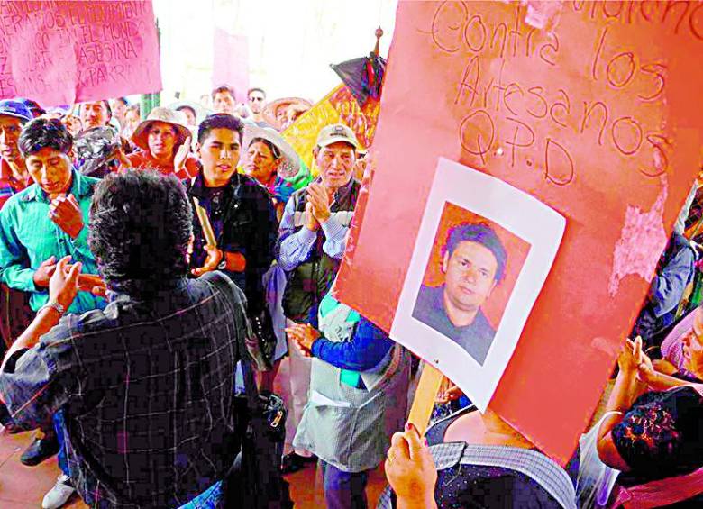 Artesanos de Cochabamba protestaron ante la muerte del colombiano. FOTO CORTESÍA