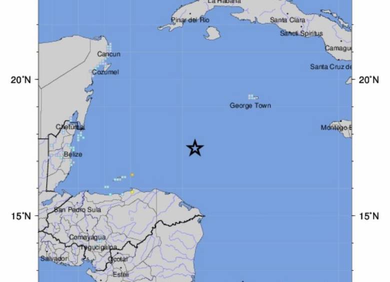 La estrella que se ve en el mapa fue el epicentro del terremoto, en pleno mar Caribe. MAPA USGS