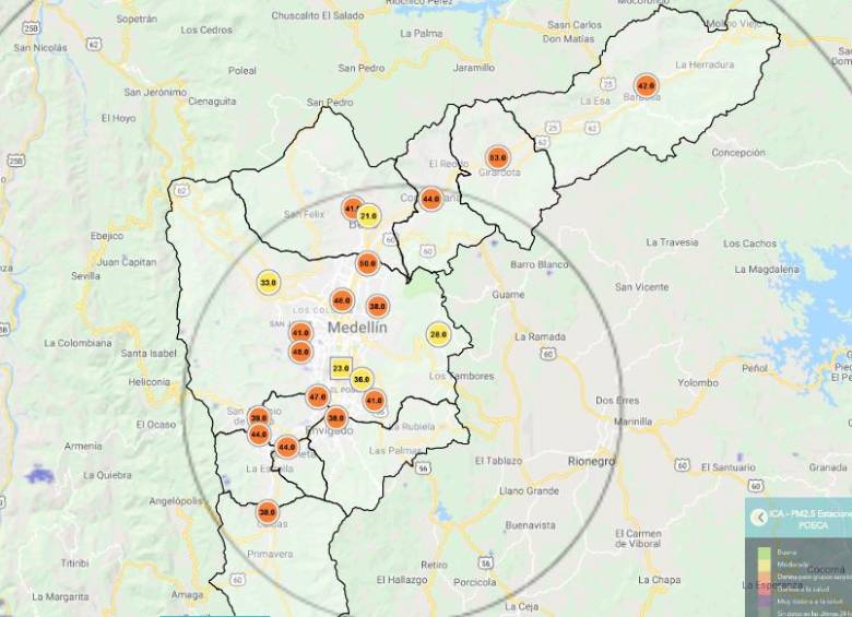 Calidad del aire recayó en el Valle de Aburrá