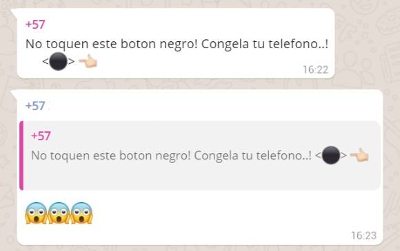 Este es el mensaje viral que hace que se congele el celular si presionas el circulo negro.