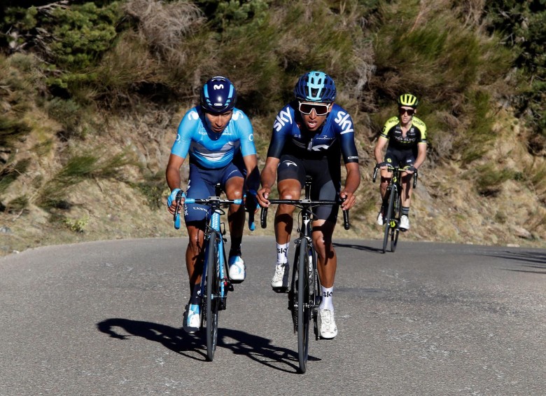 Egan y Nairo esperan ser protagonistas hoy rumbo a La Molina, donde fueron 2° y 3°, en su orden, en 2018. FOTO EFE