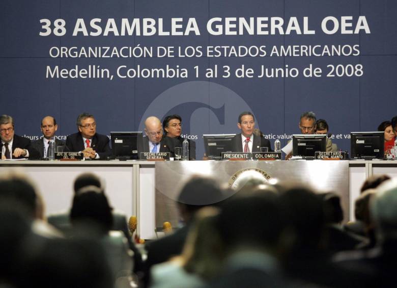 Asamblea General de la Organización de Estados Americanos en 2008, realizada en Medellín. FOTO Archivo El Colombiano