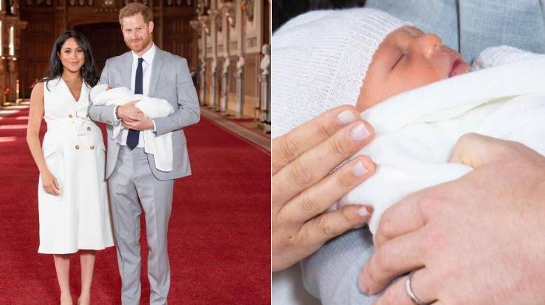 El pálido rostro de un retoño de dos días durmiendo en brazos de su padre es lo único que los británicos pudieron entrever el miércoles del bebé de Enrique y Meghan.