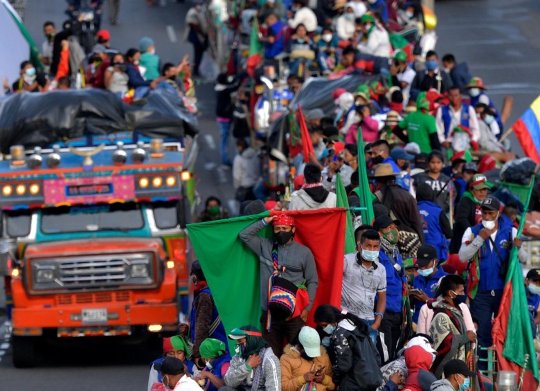 La minga llegó desde el Domingo 18 de Octubre a la capital del país. Foto: AFP