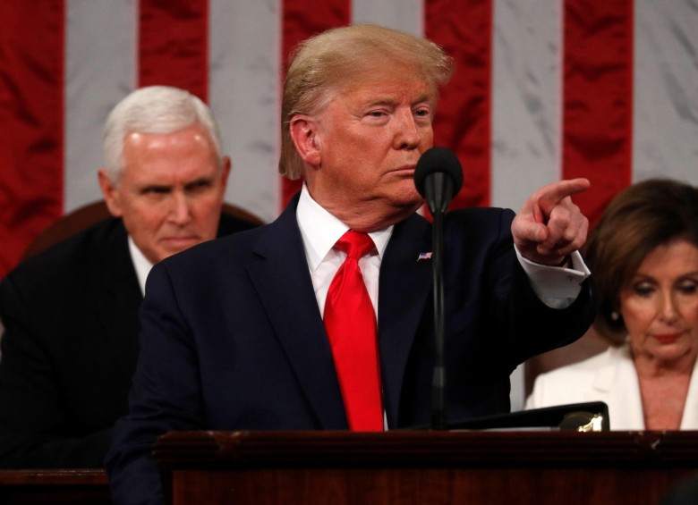 Analistas compararon el contenido del discurso pronunciado por el presidente Donald Trump con un mitin electoral, lleno de alusiones y saludos al público. FOTO AFP