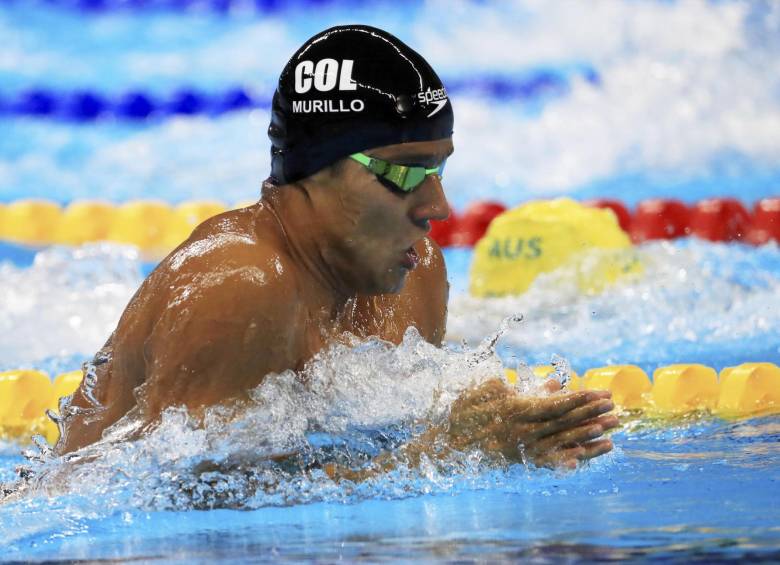 Jorge Mario Murillo durante la jornada de clasificación de los 100 metros pecho, en la que alcanzó un lugar en la semifinal (anoche se disputaba la semifinal y hoy será la final). FOTO REUTERS