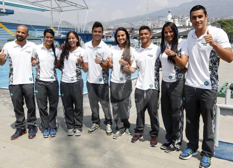 Víctor Ortega, Diana Pineda, Mónica Sarai Arango, Sebastián Morales, Estefanía Álvarez, Sebastián Villa, Jessica Grajales y Jorge Mario Murillo, clasificados a Río. FOTO manuel saldarriaga