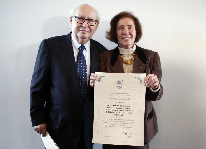 Serge y Beate Klarsfeld fueron distinguidos como embajadores para la prevención del genocidio por la Unesco. FOTO AP 
