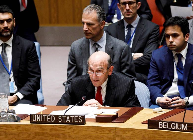 Elliott Abrams, encargado del gobierno estadounidense para el tema de Venezuela durante su intervención en el Consejo de Seguridad de la ONU. FOTO: EFE 