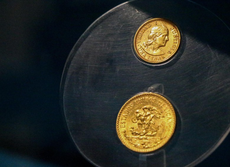 Moneda acuñada en oro del siglo XVIII Sala semipermanente de la Colección de Historia - Tercer piso MUUA 