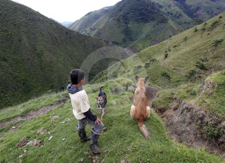 Los niños en zonas de conflicto siguen siendo vulnerables al reclutamiento de grupos armados y a la violencia sexual. Por ahora, esos delitos pueden seguir en jurisdicción de la justicia transicional. Foto tomada en Marquetalia (Tolima) en 2013. FOTO Manuel Saldarriaga