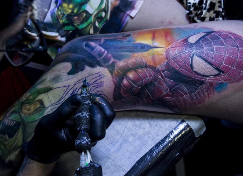 Spiderman,un rostro animal, y una variedad de imágenes sobresalían en Expotatuajes. Foto: JAIME PÉREZ MUNEVAR