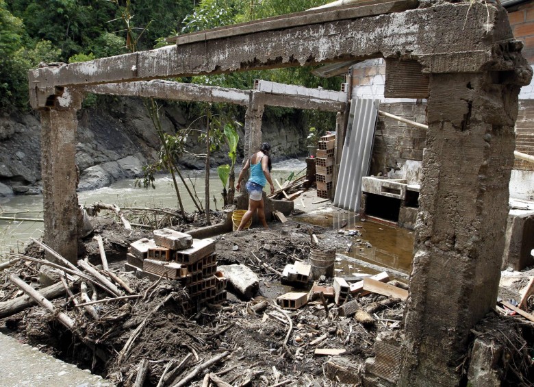 El pasado once de abril, el sector de Cañada Honda, Andes, fue una de las zonas más afectadas por una borrasca que originó las crecidas de los ríos San Juan y Tapartó dejando un saldo de 11 casas destruidas y 13 familias afectadas. FOTO donaldo zuluaga