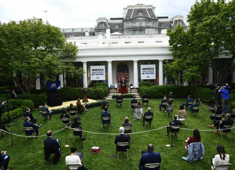 Imagen tomada este 11 de mayo durante una rueda de prensa en la Casa Blanca. FOTO: AFP