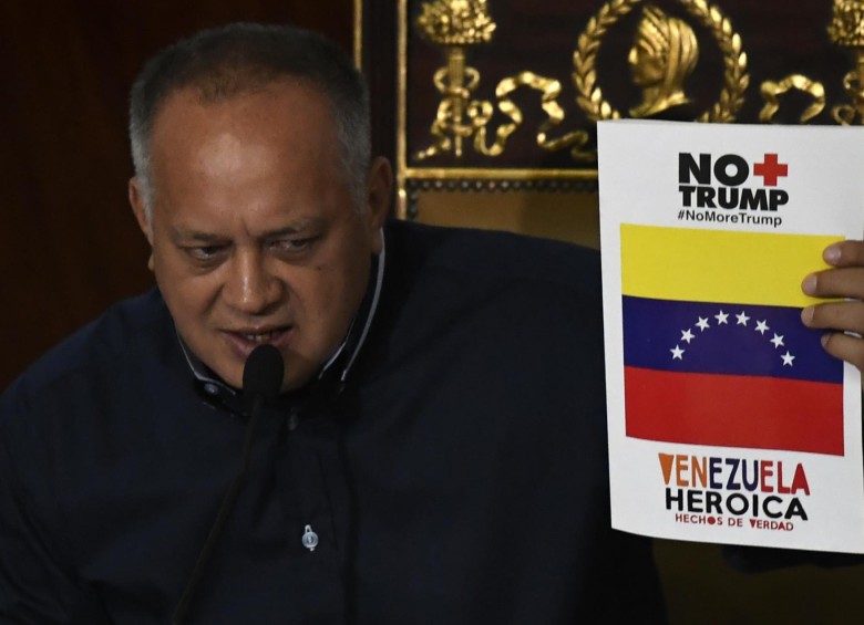 El presidente de la Asamblea Nacional Constituyente, Diosdado Cabello, anuncia las medidas del chavismo como respuesta al bloqueo económico de EE. UU. FOTO afp