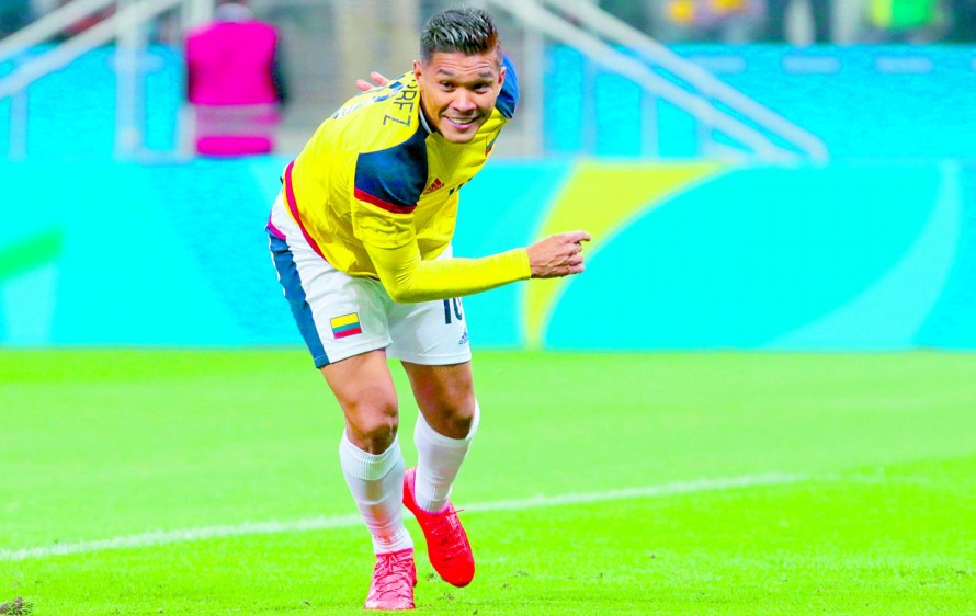 Teófilo Gutiérrez marcó tres goles dentro de la floja actuación de la Sub-23 en el torneo del fútbol olímpico. FOTO AFP