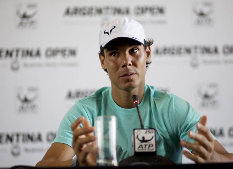 Rafael Nadal en la rueda de prensa en Buenos Aires. FOTO AP