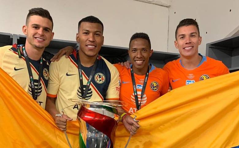 Benedetti, Martínez, Ibargüen y Uribe. FOTO TWITTER DE MATHEUS URIBE