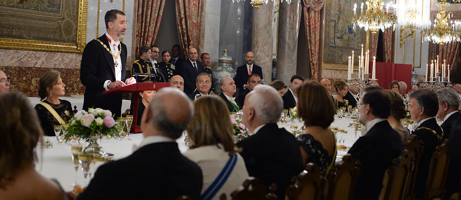 Las palabras de Felipe VI y Juan Manuel Santos se escucharon en dos brindis repletos de buenos deseos. FOTO SIG