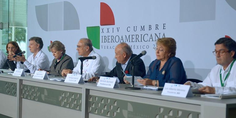 En una de sus declaraciones de clausura, los mandatarios reunidos en la XXIV Cumbre de jefes de Estado y Gobierno pidieron a las Farc y al Eln perseverar en la negociación del proceso de paz con el gobierno de Juan Manuel Santos. FOTO COLPRENSA