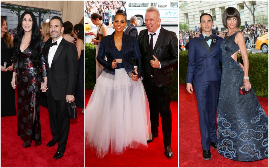 Los diseñadores con sus musas. Marc Jacobs y Cher, Jean Paul Gaultier y Alicia Keys, Zac Posen y Katie Holmes. FOTOS AP