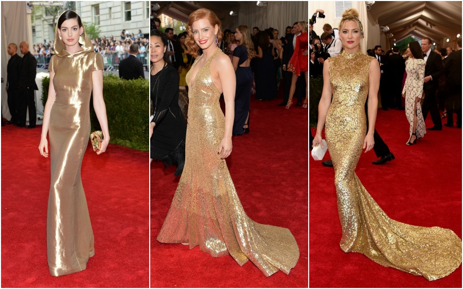 Eligieron el dorado Anne Hathaway, Jessica Chastain y Kate Hudson. 