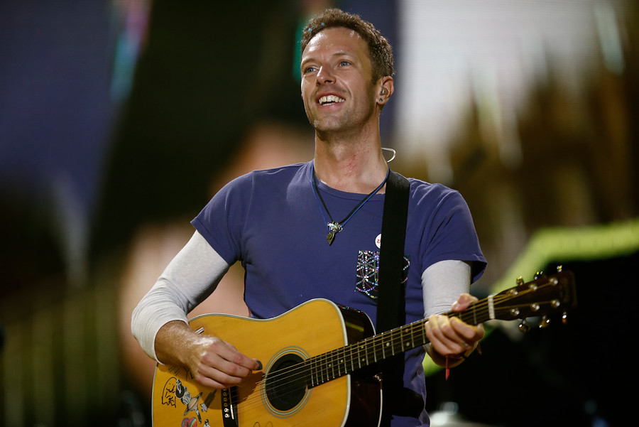 El líder de Coldplay se vio muy contento. FOTO Colprensa
