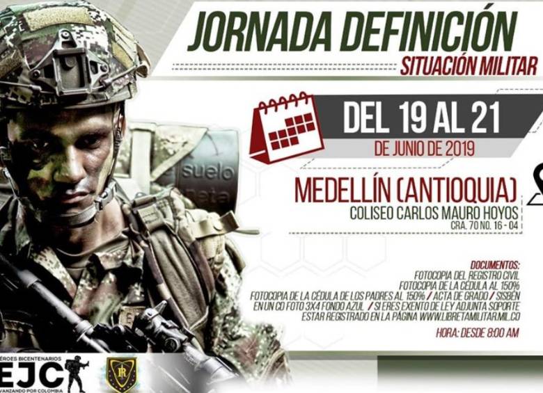 Hoy comienzan jornadas de definición de situación militar en Medellín