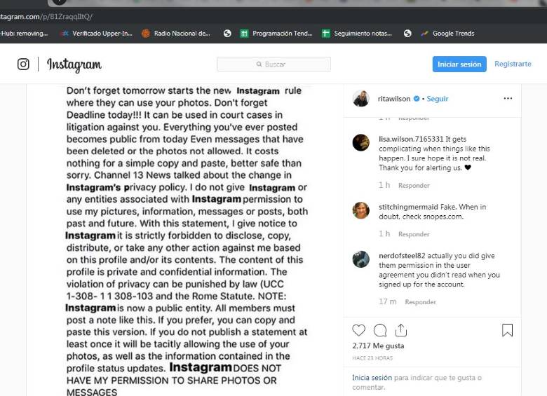 No le crea a famosos esta noticia falsa sobre Instagram