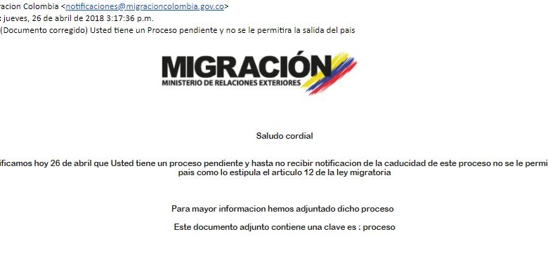 ¡Pilas! No se deje timar con este correo falso a nombre de Migración Colombia