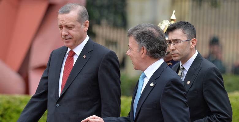 El presidente Juan Manuel Santos y su homólogo de Turquía, Tayyip Erdogan. FOTO CORTESÍA