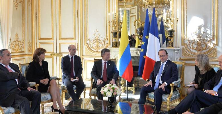 Santos se reunió el pasado viernes con el presidente francés Francois Hollande. FOTO CORTESÍA