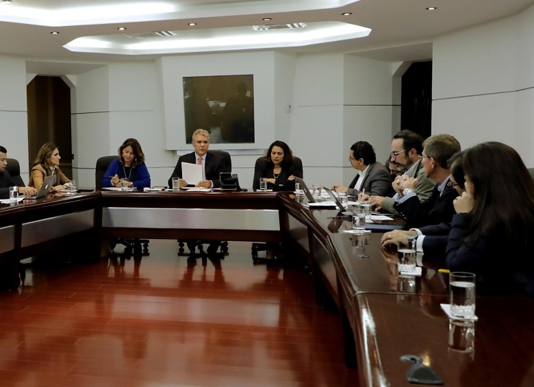 Reunión del presidente Iván Duque con ministros del pasado viernes 17 de mayo. FOTO: EFE