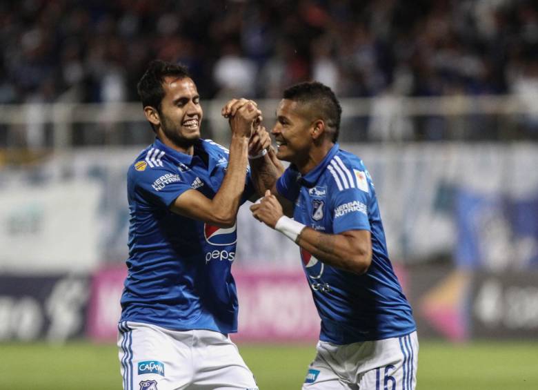 Gabriel Díaz y Ayron del Valle, baluartes en la campaña de Millonarios que continúa en alza en el torneo colombiano. El Medellín será “juez” en su clasificación, ¿le hará fácil la tarea? FOTO Colprensa