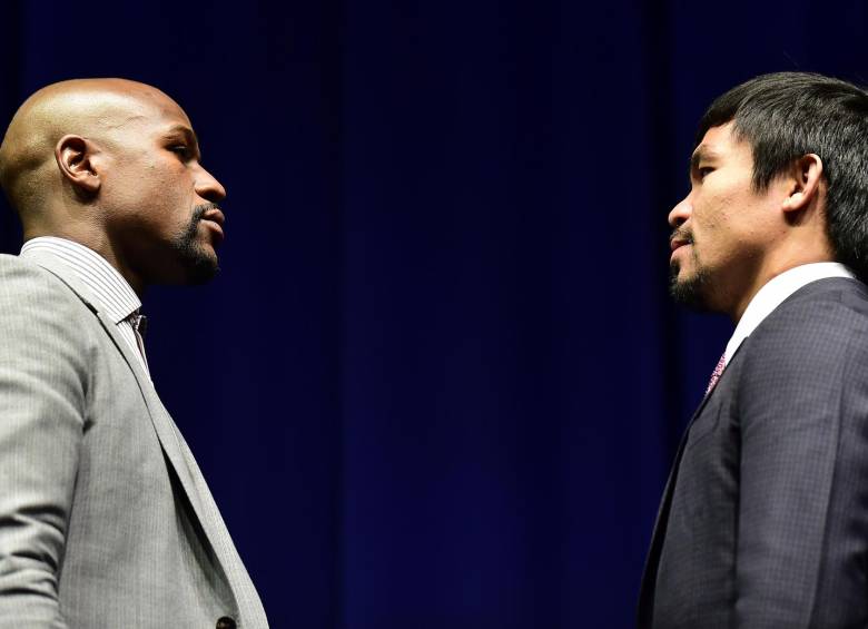 Floyd Mayweather Jr y Manny Pacquiao se vieron en Los Ángeles este miércoles. FOTO AFP