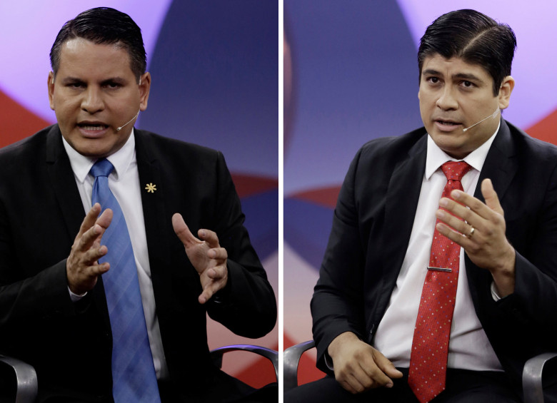 Fabricio Alvarado Muñoz (izquierda) y Carlos Alvarado Quesada se disputarán este domingo el cargo de presidente de los costarricenses. Foto Reuters.