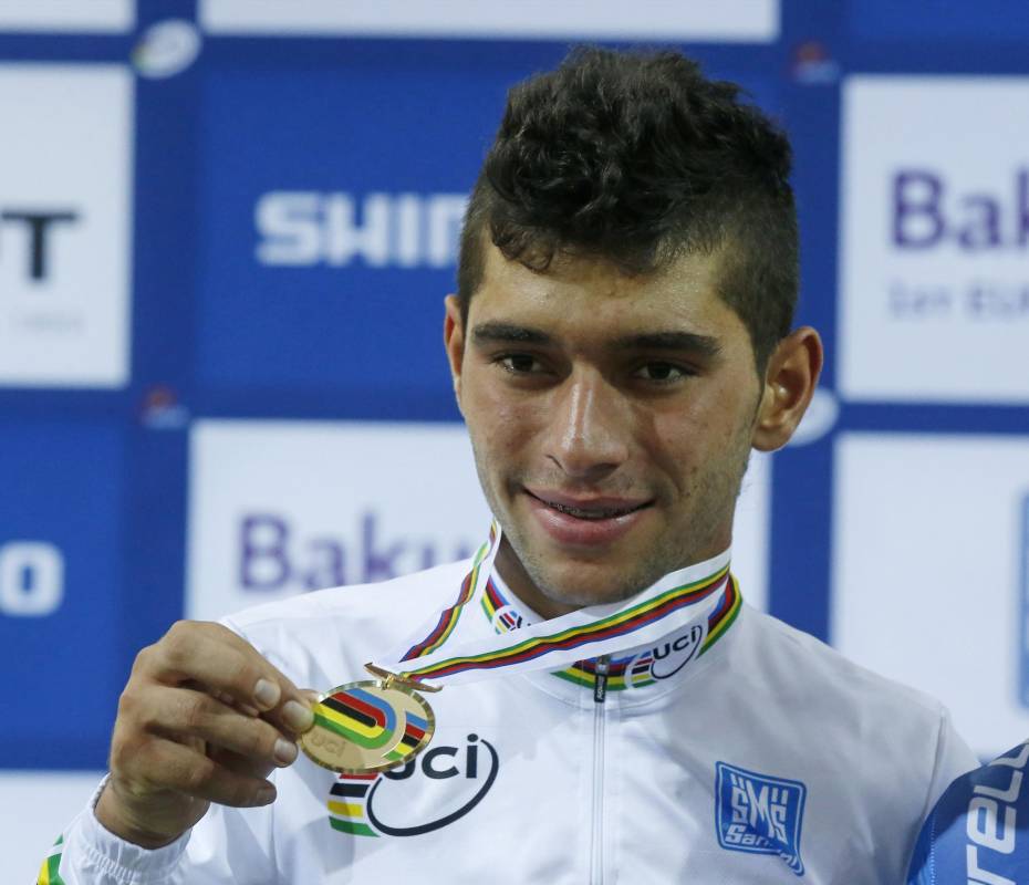 El antioqueño Fernando Gaviria se coronó campeón este sábado en la prueba del Ómnium, en el Mundial de Pista. FOTO AP