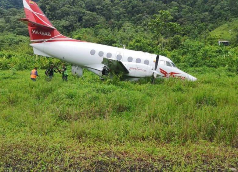 La aeronave se salió de la pista en el aeropuerto de Bahía Solano, Chocó. FOTO CORTESÍA