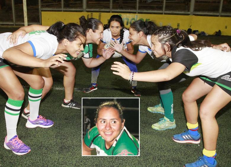 Alejandra -recuadro central- y sus demás compañeras vienen haciendo la diferencia en el rugby suramericano. FOTO RÓBINSON SÁENZ