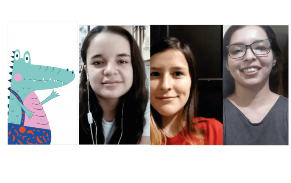 Sara Alzate, Natalia Agudelo y Juliana Arias del grupo de estudiantes de la Universidad de Medellín que promueven hábitos saludables entre niños con diabetes tipo 1. Foto cortesía UdeM
