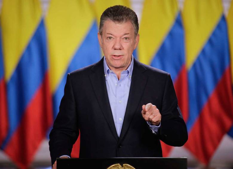 Presidente Juan Manuel Santos durante alocución en el día de trabajo. FOTO CORTESÍA PRESIDENCIA